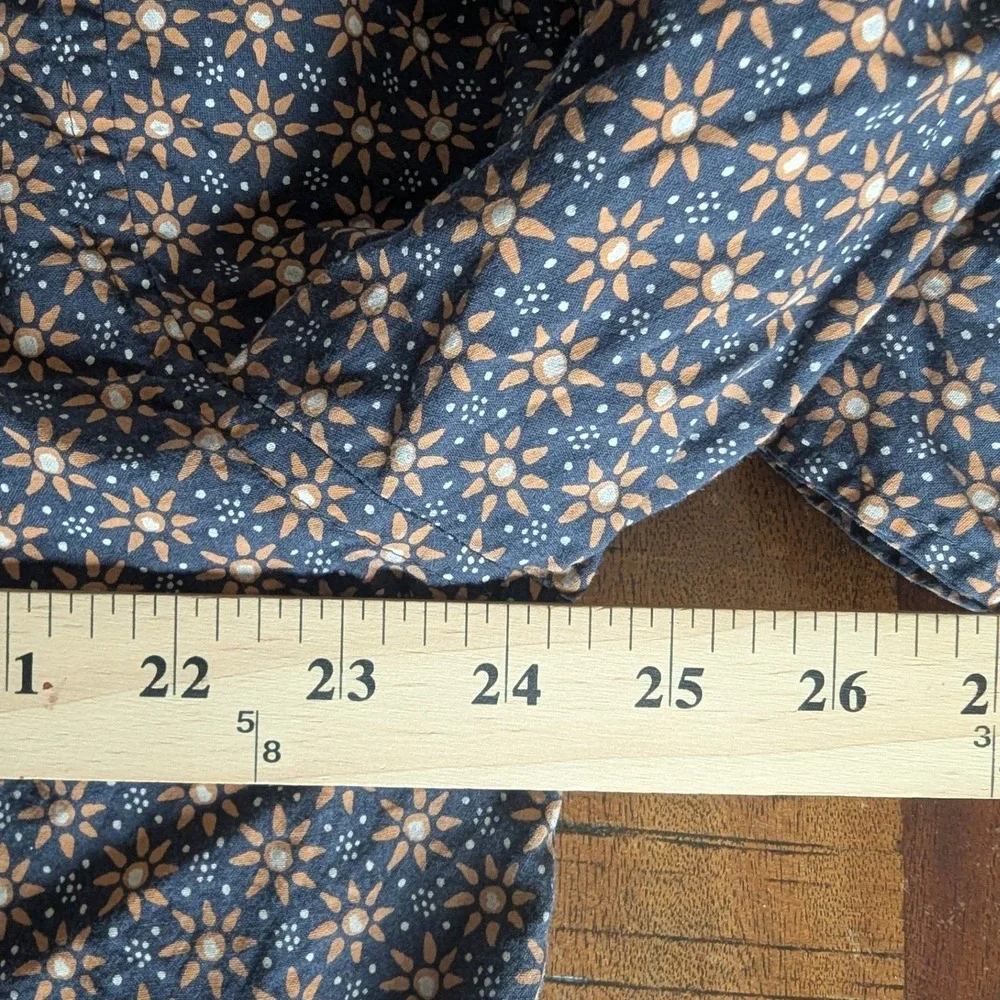 J. Crew Long Sleeve Button Down Shirt Blue Sunburst Print Secret Wash Mens XL‎